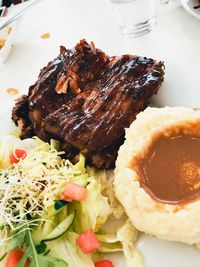 High angle view of meal served in plate