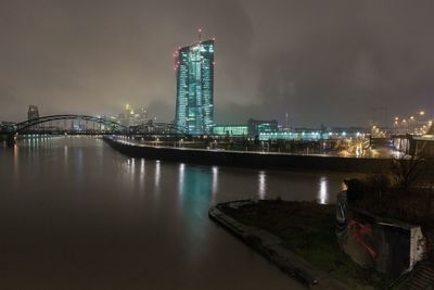 Illuminated cityscape at night