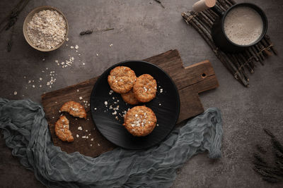 High angle view of food on table