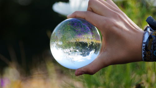 Close-up of cropped hand holding glass