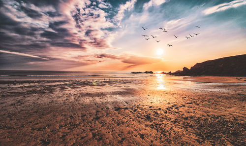 Scenic view of sea against sky during sunset