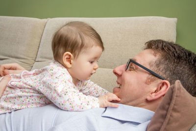 Portrait of father and son