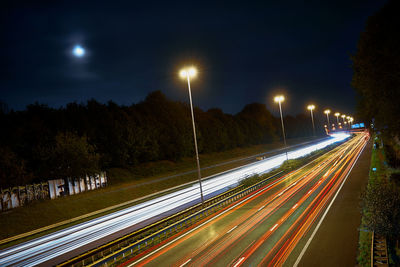 Light trails on highway at night