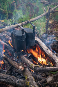 Bonfire on barbecue grill