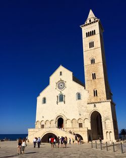 Low angle view of cathedral against clear blue sky