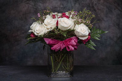 Close-up of rose bouquet on table