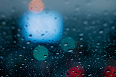 Close-up of raindrops on glass window