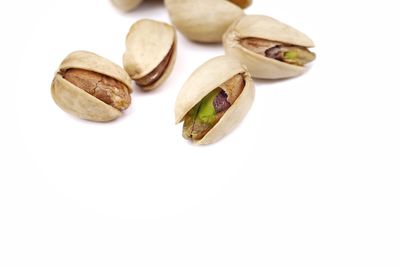 High angle view of food against white background