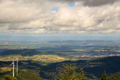 Aerial view of landscape against sky
