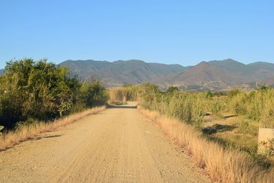 Scenic view of landscape against clear blue sky