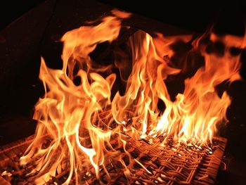 Close-up of bonfire at night