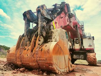 View of earth mover on construction site