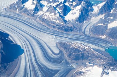 Aerial view of snowcapped mountains