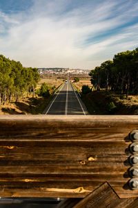 Surface level of road against sky