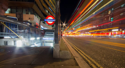 Blurred motion of train at night