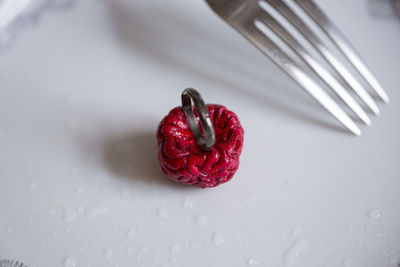 Close-up of red berries on plate