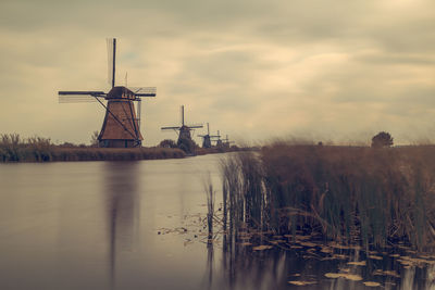 Dutch windmill in holland, kinderdijk.