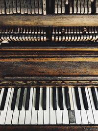 High angle view of piano keys