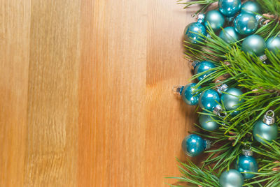 Close-up of christmas tree on table