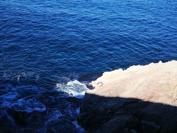 High angle view of rocks on beach