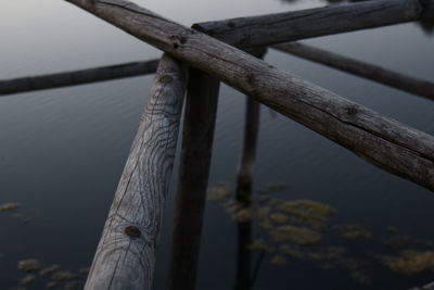 Close-up of wooden post on fence