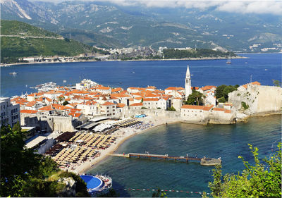 High angle view of town