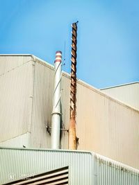 Low angle view of factory against clear sky