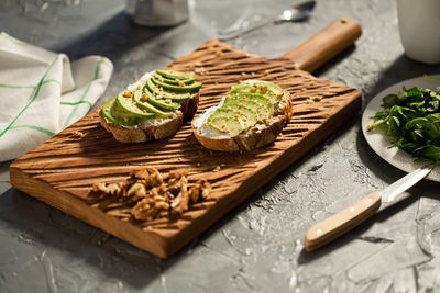 High angle view of food on table