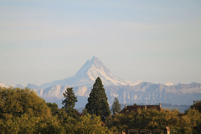 Scenic view of mountains against clear sky