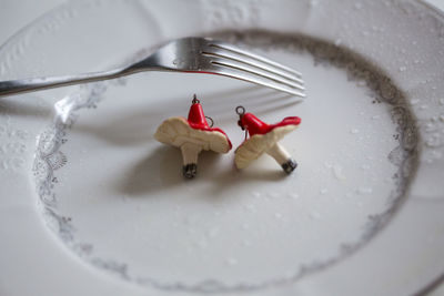 High angle view of food in plate