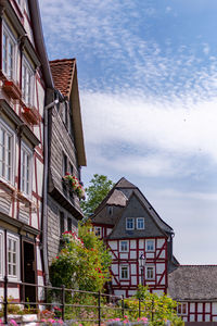 Low angle view of buildings in town