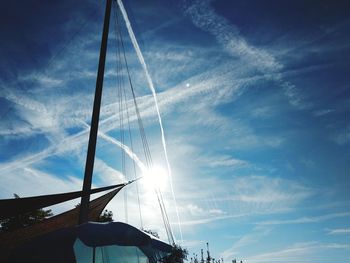Low angle view of sailboat against sky
