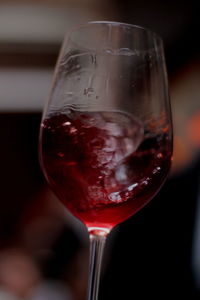 Close-up of red wine in glass