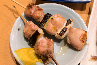 Close-up of seafood in plate on table