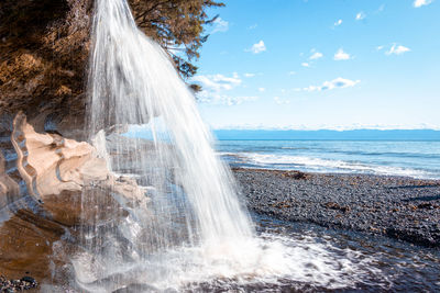 Sandcut beach waterfalls near shirley on vancouver island