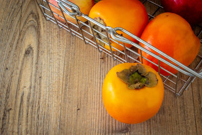 High angle view of orange on table