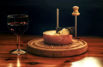 Close-up of drink served on table