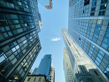 Low angle view of modern buildings against sky