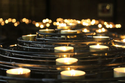 Close-up of illuminated candles