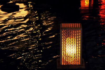 Close-up of illuminated lantern at night