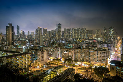 Illuminated cityscape at night