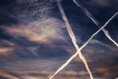 Low angle view of vapor trail in sky