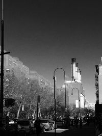 View of buildings against clear sky