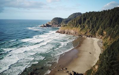 Scenic view of beach against sky