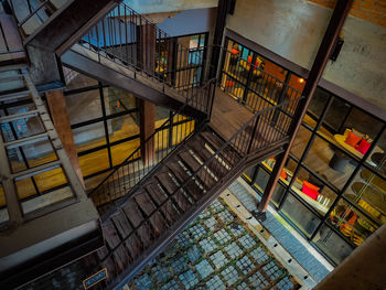 High angle view of staircase in building