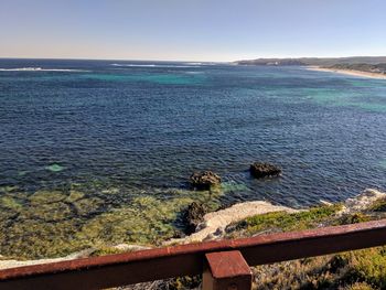 Scenic view of sea against clear sky