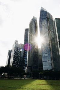 Low angle view of modern buildings against sky