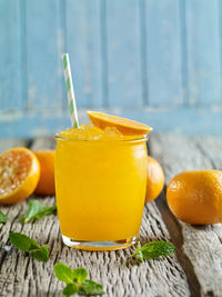 Close-up of yellow fruits on table