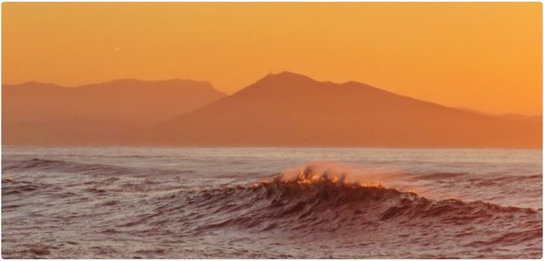 Scenic view of sea at sunset