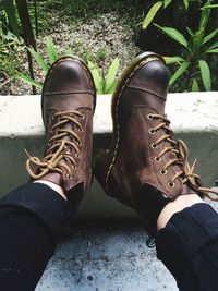 Low section of man standing outdoors